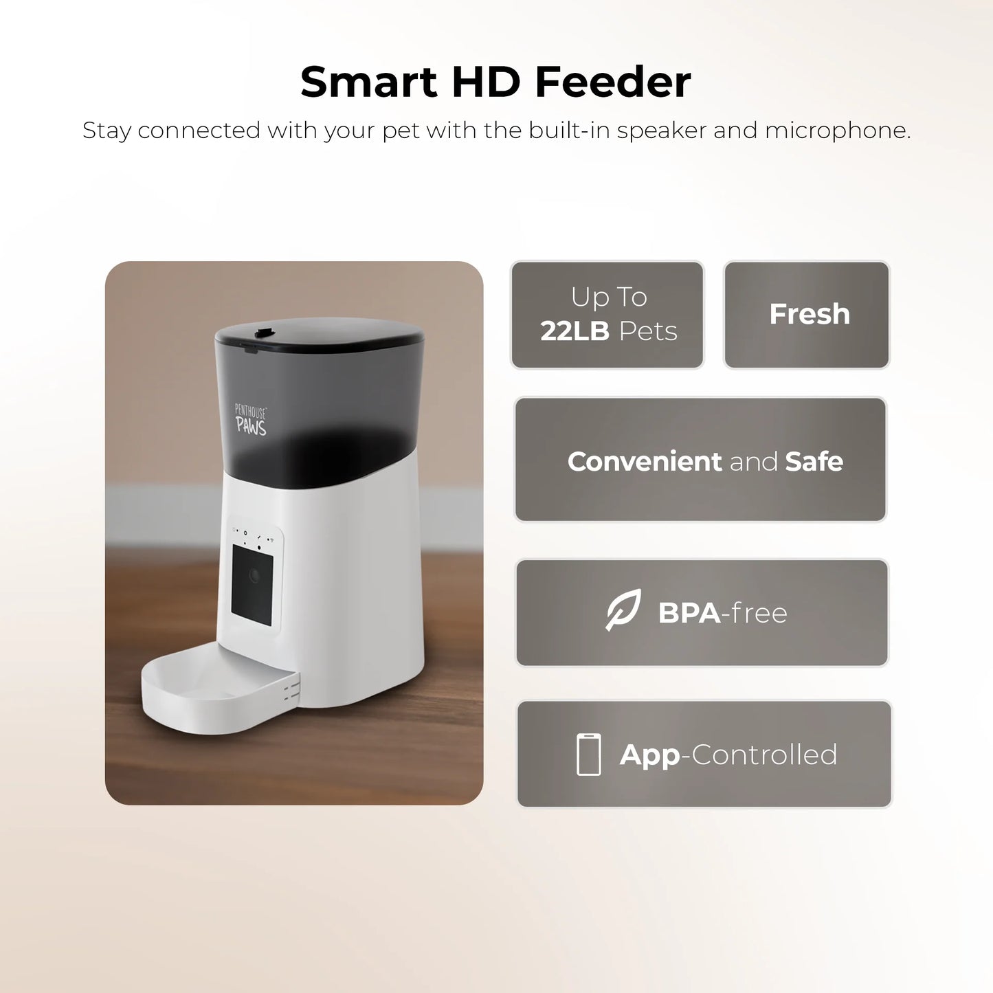 ® Smart Wifi Automatic Feeder for Cats & Dogs, 6L Black/Stainless
